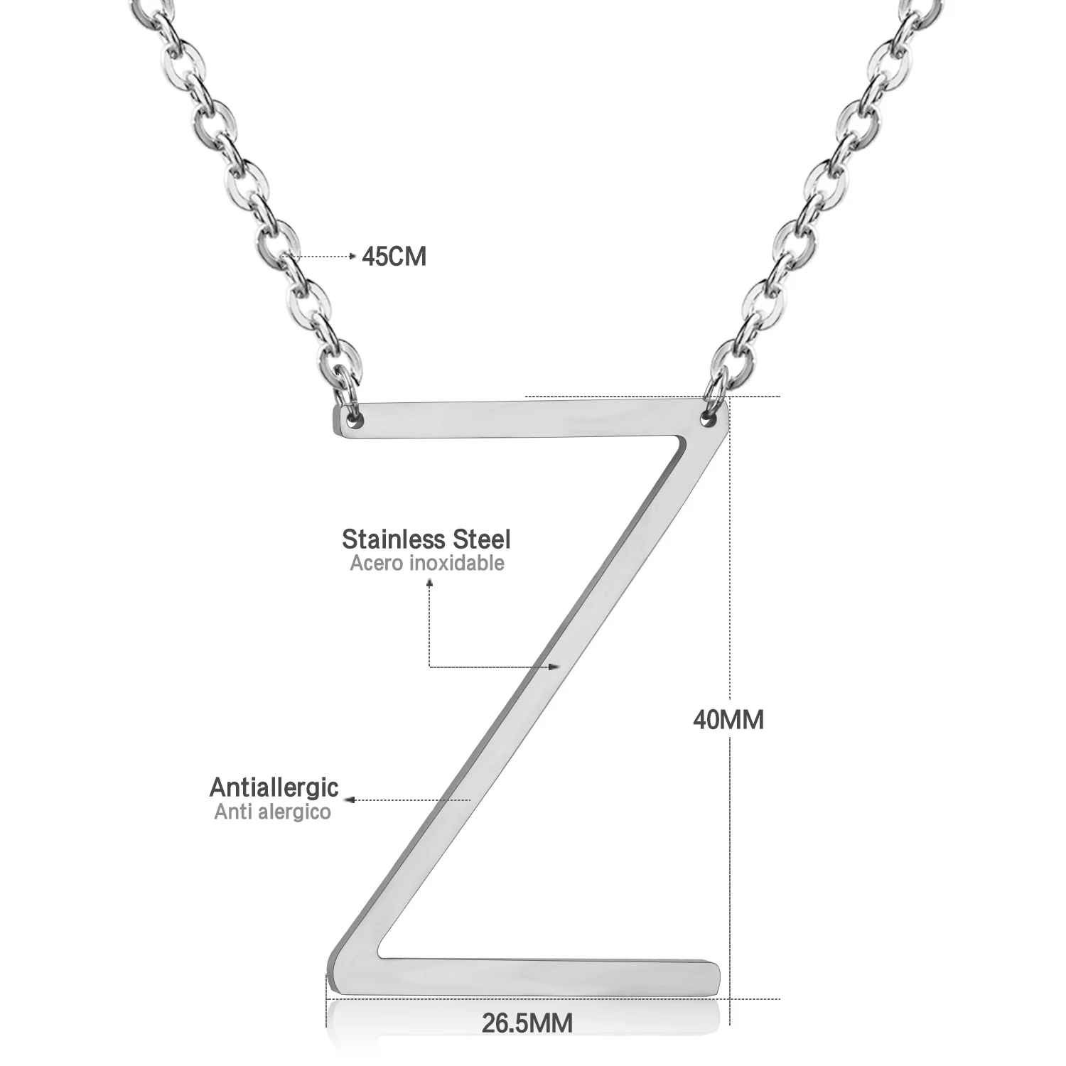 Колье-чокер женское из нержавеющей стали с подвеской в виде инициала алфавита A-Z