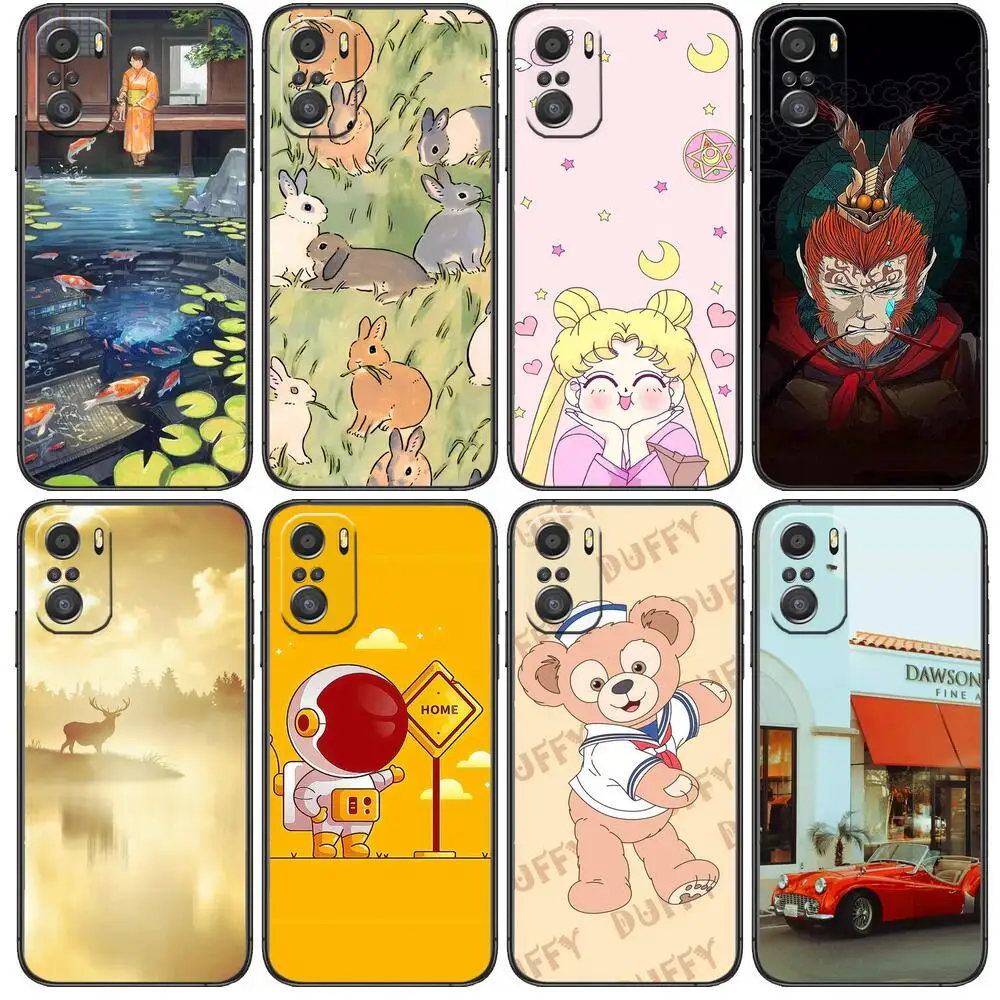 

For Xiaomi Redmi Note 10S 10 9T 9S 9 8T 8 7S 7 6 5A 5 Pro Max Phone Case Black Cover Fresh theme style