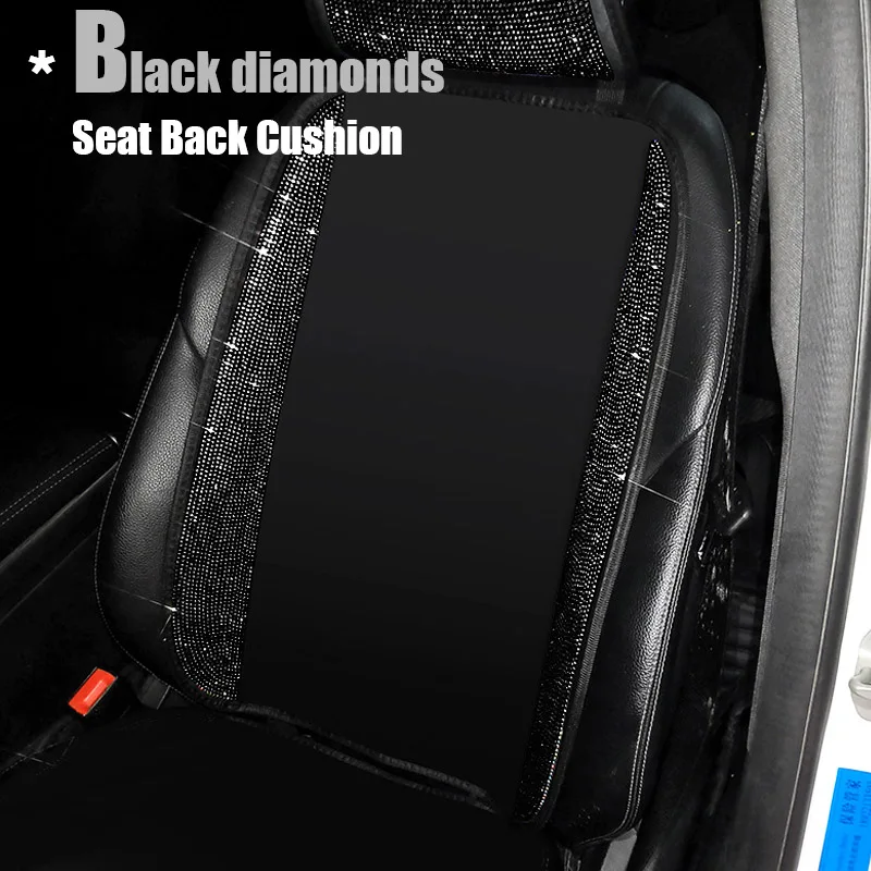 

Стразы чехлы на автомобильные сиденья с черными бриллиантами, всесезонные универсальные автомобильные подушки на сиденья, автомобильные аксессуары для женщин, подарок для дам
