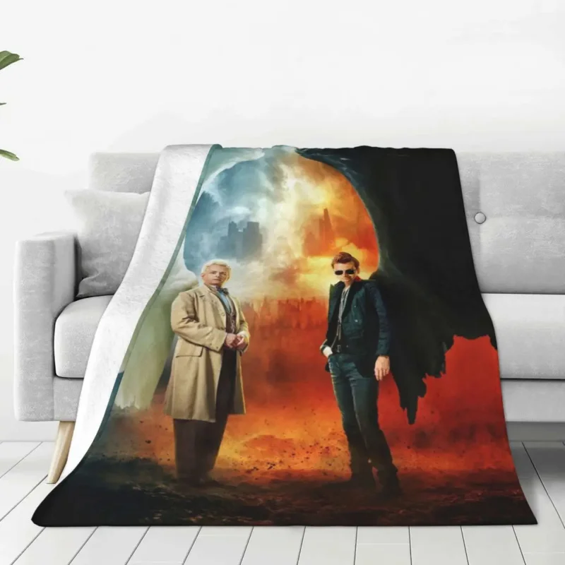

Good Omens Flannel Blankets Quality Soft Durable Wing Movie Bedding Throws Winter Camping Couch Chair Sofa Bed Graphic Bedspread