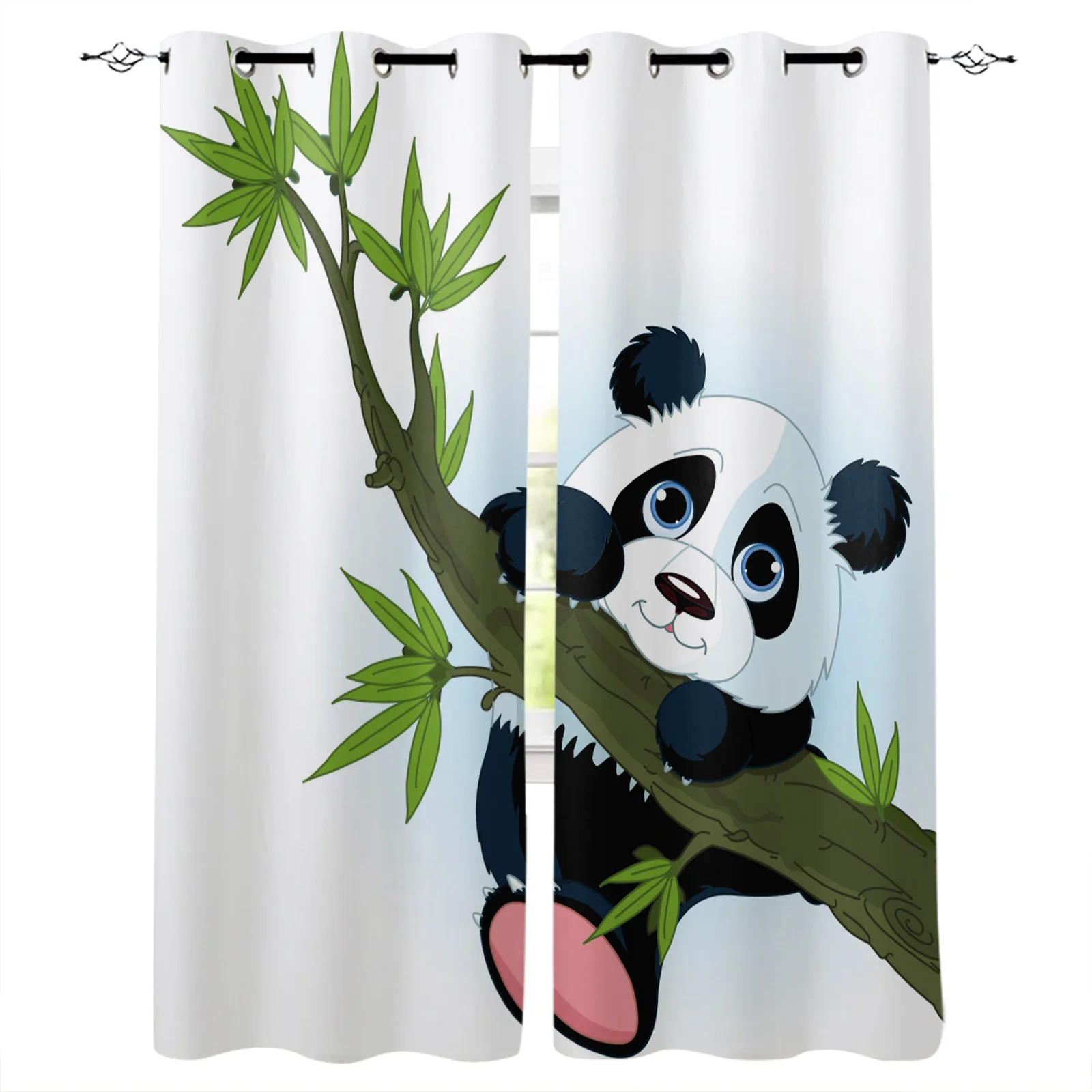

Шторы блэкаут с изображением панды из бамбука, Мультяшные занавески на окна для спальни, гостиной, декоративные оконные принадлежности