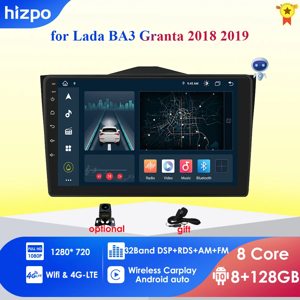 

2 Din 9" AI Android 10 Car Radio GPS for LADA BA3 Granta Cross 2018 2019 Navigation 4G LTE WiFi RDS DSP Carplay Stereo Head Unit