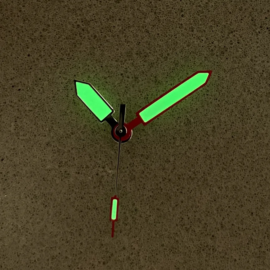 Watch Accessories Watch Hands Red and White Sword-shaped Needle Green Luminous Suitable for NH35A/NH36/4R/7S Automatic Movement