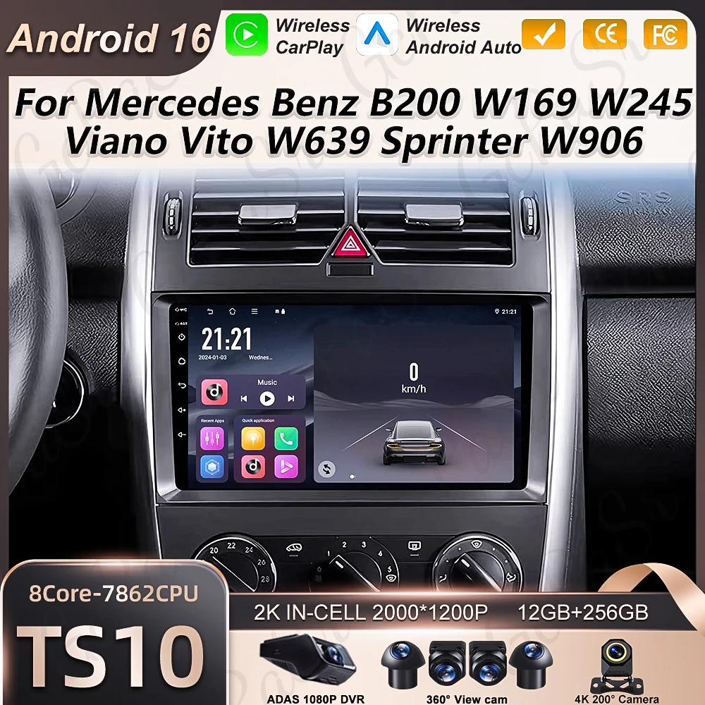 Автомагнитола с CarPlay для Mercedes Benz B200 A B Class W169 A160 A180 A200 A220 2009-2012, Android Auto, GPS-навигация, стереоэкран (art.: 3920da2b5f151) - 3920da2b5f151