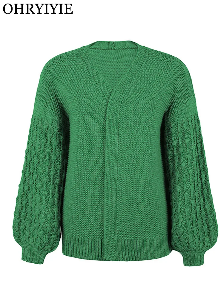 

OHRYIYIE новый зеленый женский вязаный длинный свитер кардиган осень-зима с длинным рукавом свободные серые толстые вязаные кардиганы розовый ...