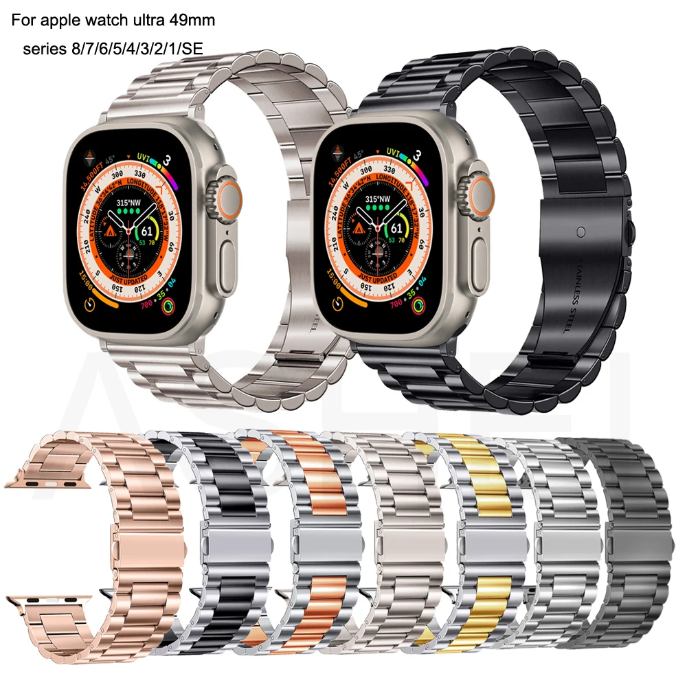 

Ремешок Correa из нержавеющей стали для apple watch Ultra band 49 мм 8 7 6 se 5 4 45 мм 44 мм 41 мм 40 мм, деловой браслет для iwatch 3 42 мм 38 мм