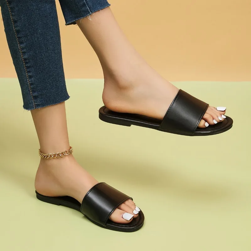 Женские летние пляжные шлепанцы с квадратным носком и ремешком на пятке