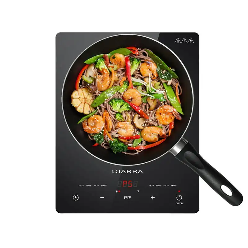 

Home Appliance CAH1TI 1800W Portable Induction Cooktop Slim Single Electric Countertop Burner with Sensor Touch and Digital Ti