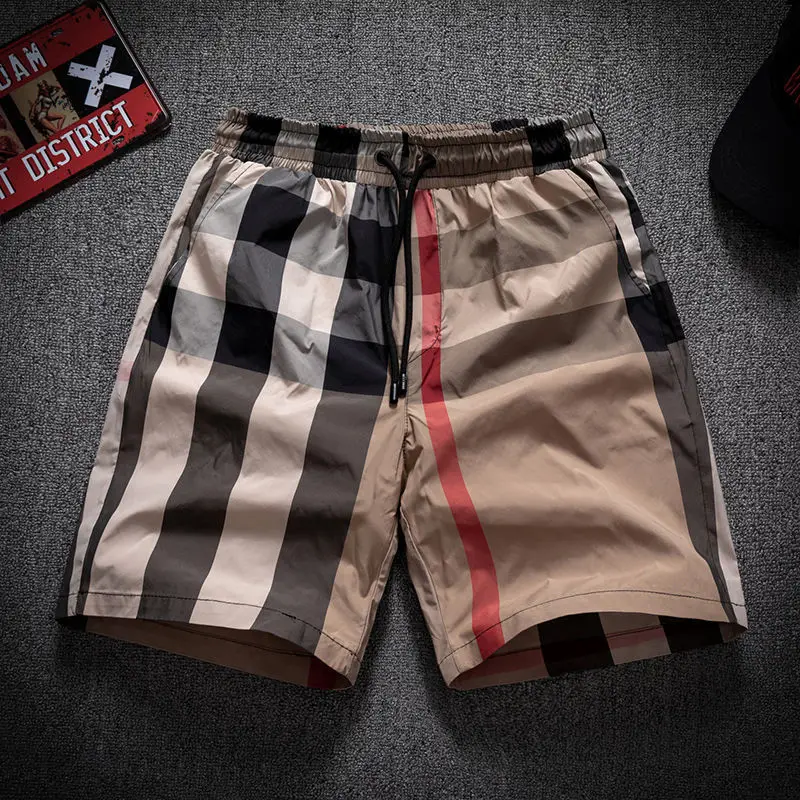 

Summer Men's 2022 New Plaid Trends High-end Big Drape Loose Beach Casual Shorts
