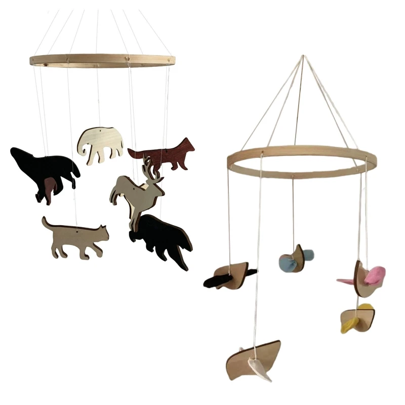 

Baby Crib Mobile Wind Chime Wooden Animal Hanging Pendants Rattle Music Bed Bell