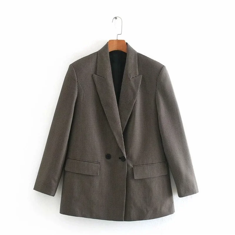 3 Colors Simple Casual Blazer 2023 Women Solid Colors Double Breasted Commute Office Blazer New Autumn Winter All-Match Coats