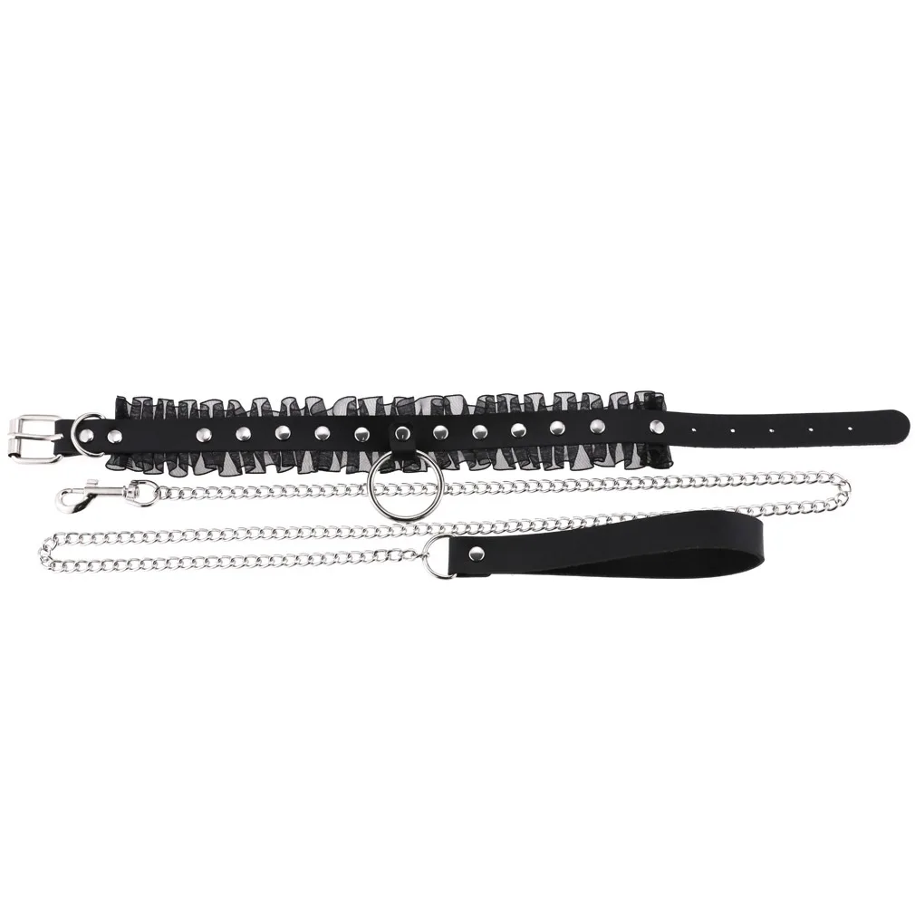 Женское/Мужское ожерелье-чокер с заклепками и кружевом в готическом стиле