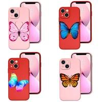 cute animal butterfly phone case red pink for iphone 12 pro 13 11 pro max mini xs x xr 7 8 6 6s plus se 2020 shockproof cover