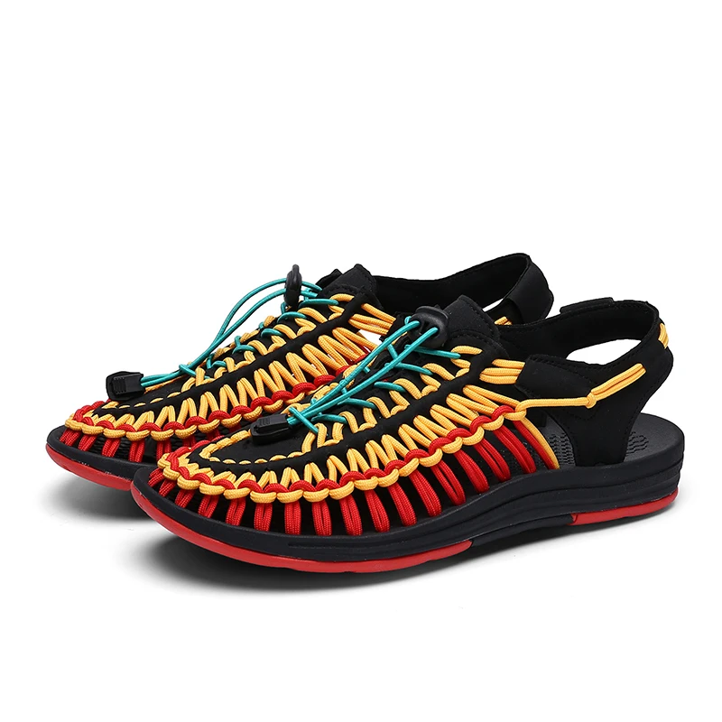 

TUINANLE Women Sandals Hemp Gladiator Rainbow Colorful Shoes for Women Ladies Sandals Comfy Flat Beach Summer Sandals Women 2022