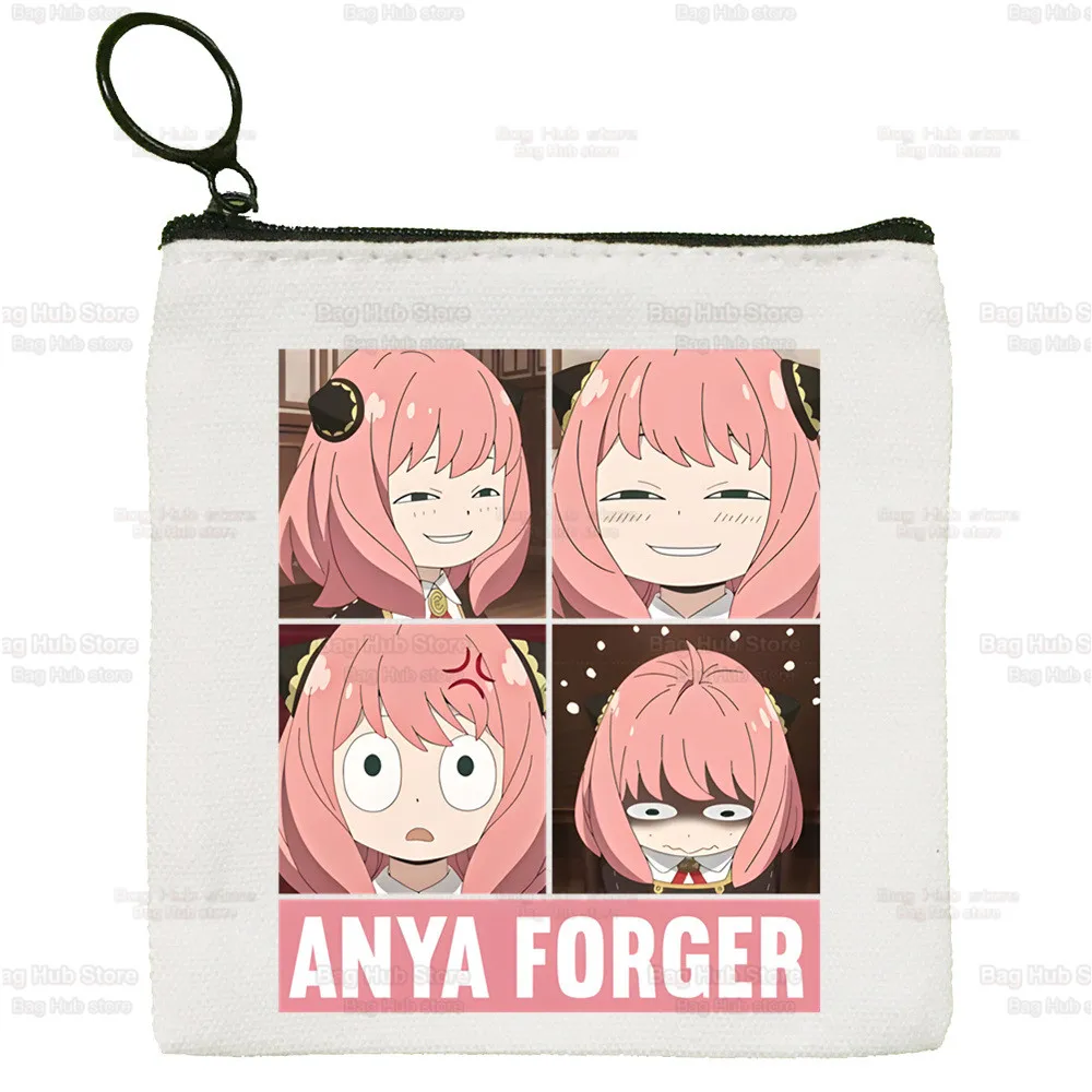 Spy X Family Cute Mini Coin Purse Canvas Anime Kawaii Anya Forger Student Wallet Coin Case SPYFAMILY Zipper Hand Female Key Case