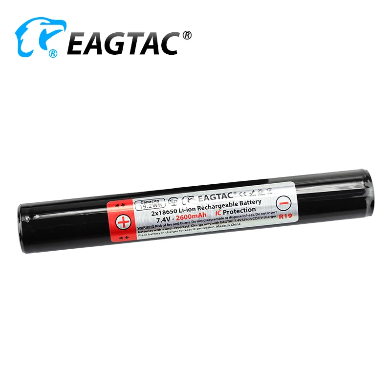 Фото EAGTAC 2x18650 7,4 В 2500 мАч (R18) 2600 мАч (R19) 3100 мАч (R22) 3400 мАч (R25) Защищенный литий-ионный аккумулятор с кнопкой сверху GX25L2 GX30L2R №3