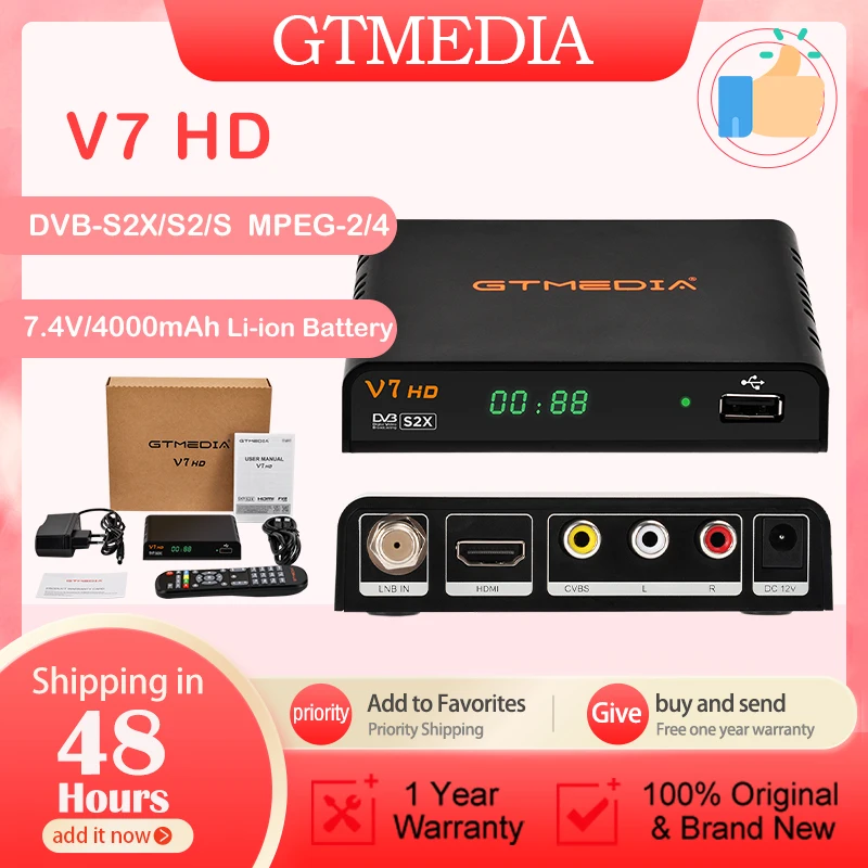Gtmedia v7 HD DVB-S/S2/S2X спутниковый ресивер VCM ACM multi-stream T2MI обновление с Freesat V7S лучше чем |