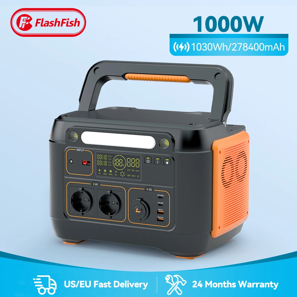 

Flashfish 1000W Portable Power Station Charging 1030Wh Solar Generator External Batteries Energy Storage Supply Outdoor Camping