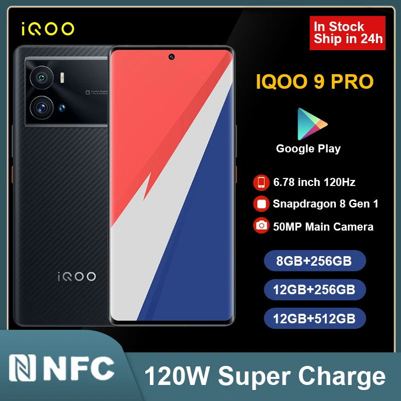 vivo iQOO 9 Pro 5G Smartphone Snapdragon 8Gen1 120W Charger Mobile Phone 6.78 120Hz AMOLED 50Mp NFC Wireless Charging Cellphone