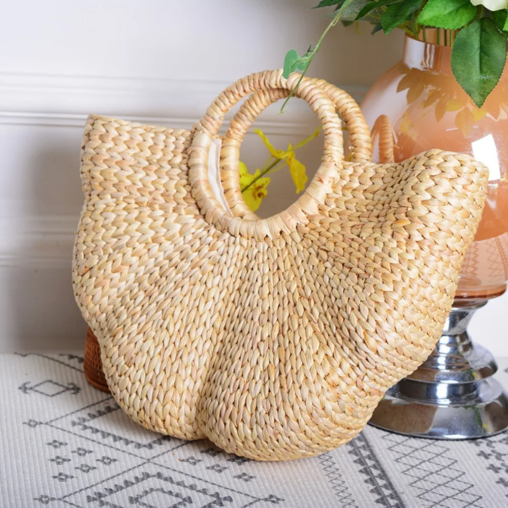 

Straw Straw Wave Moon Bag Trendy Storage Photo Artifact Straw Handbag Woven Handmade Single Shoulder Bag Girls Accessories