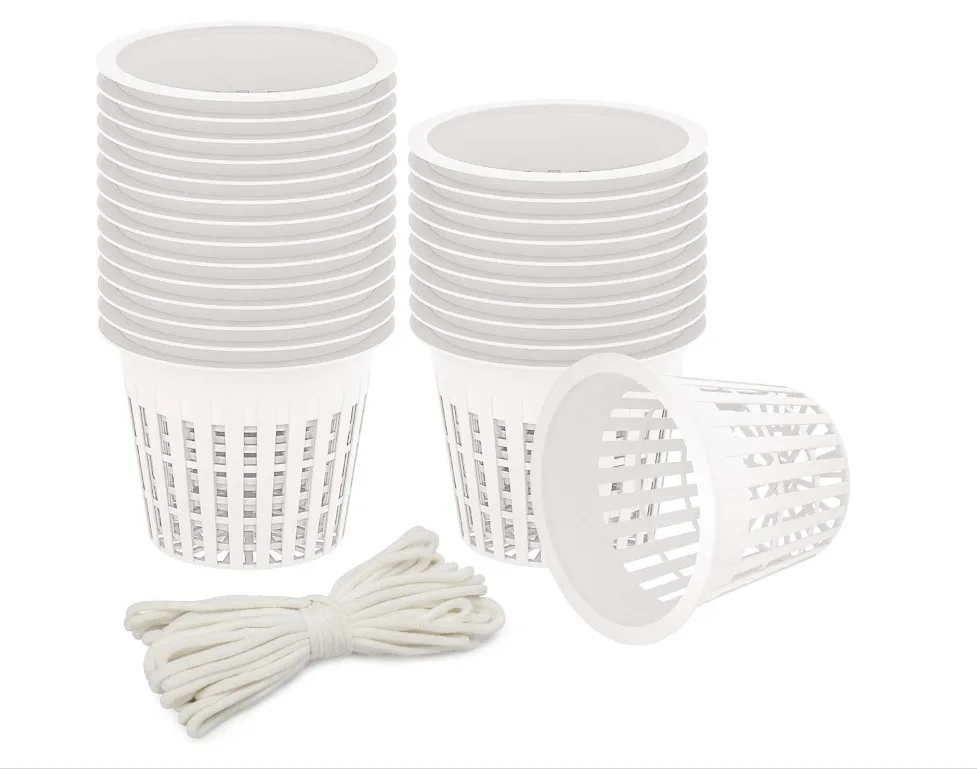 

25*Planting Baskets+1 XTen Meter Absorbent Rope Hydroponic Colonization Mesh Pot Net Cup Basket For Celery Leeks And Other Leaf