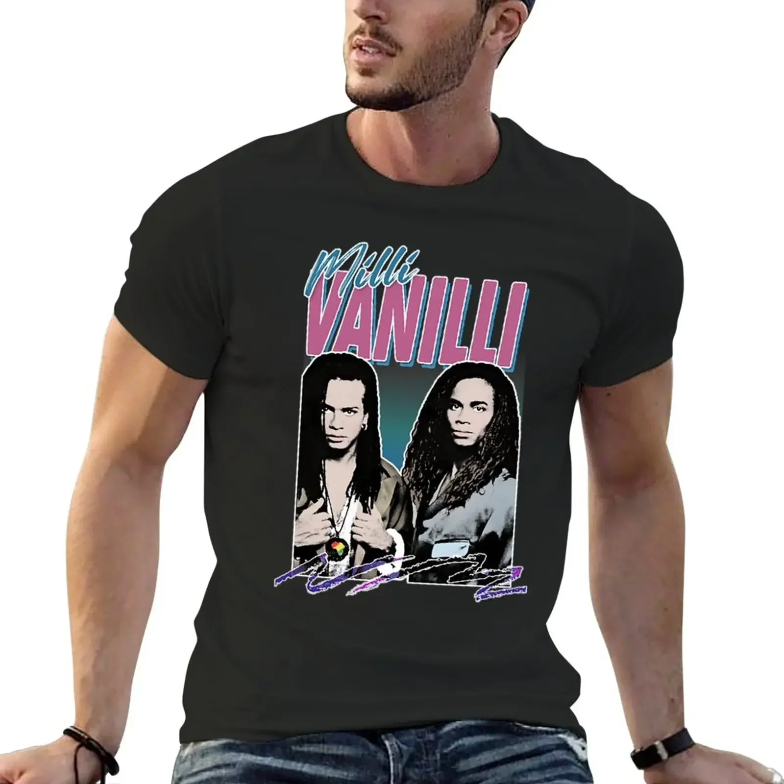 Простая футболка мужская новая Milli Vanilli - 80's Fanart эстетический дизайн Tribute аниме