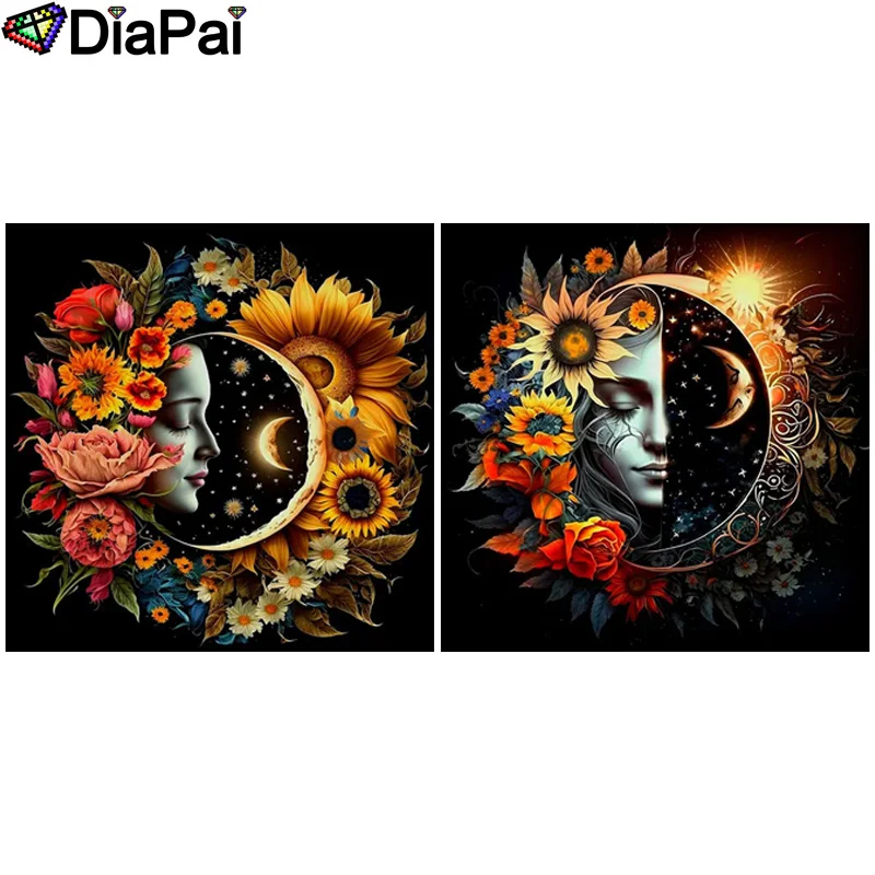 

DIAPAI 5D Diy Diamond Painting Cross Stitch "Scenery Sunflower Woman" Home Decor Full Rhinestones Inlay Diamond Embroidery