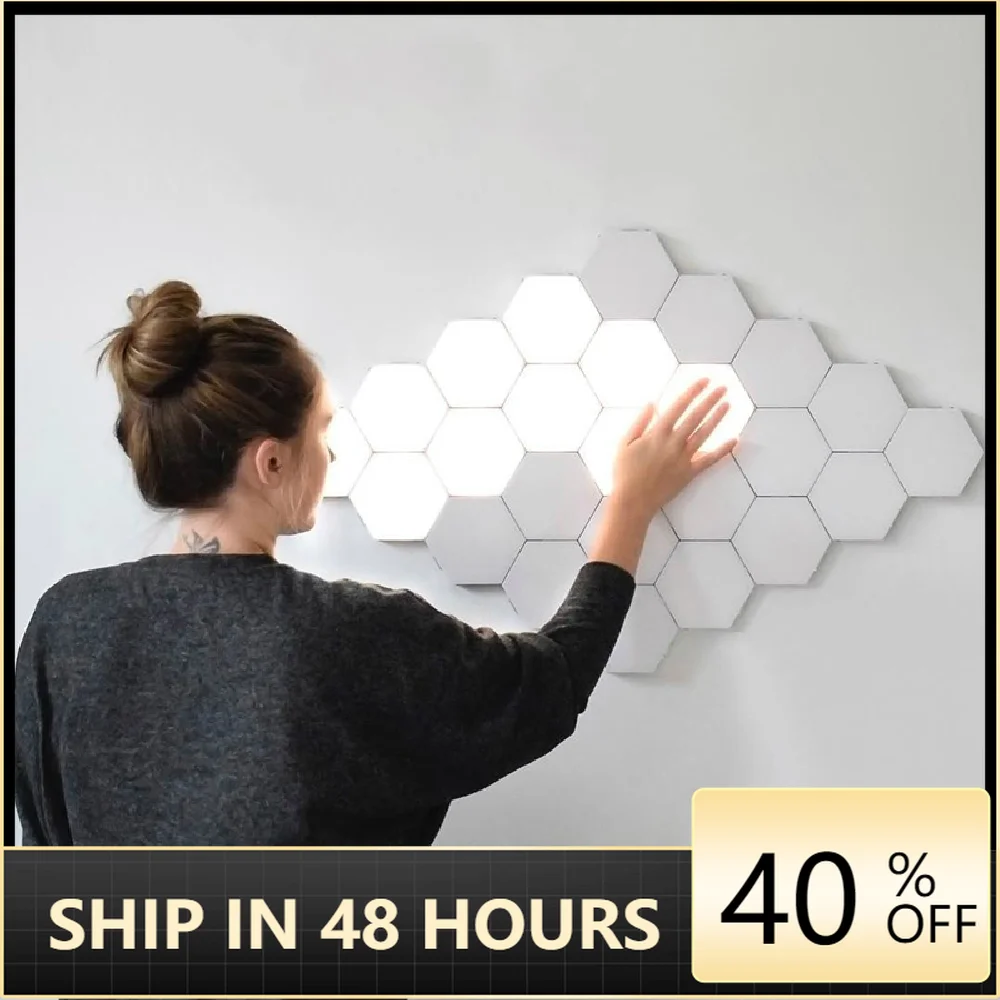 

Touch-sensitive LED Wall Light White Creative Modern Hexagon Combination Wall Lamp For Living Bedroom Bedside Exhibition Hall