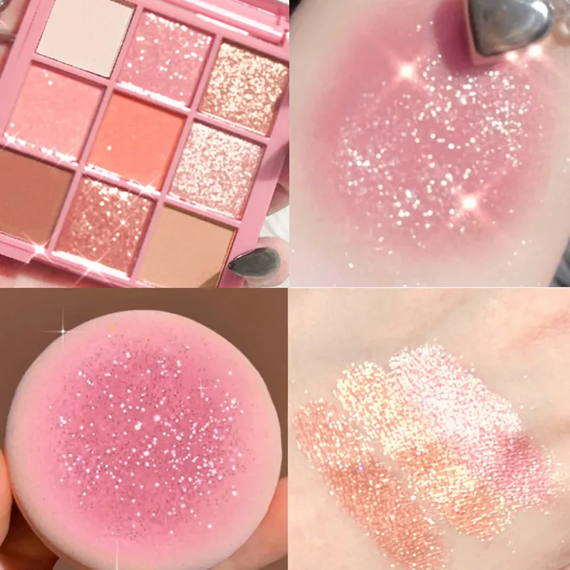

Палитра теней для век, тени для век с блестками, розовые, розовые, золотые, 9 цветов, Косметика для макияжа глаз