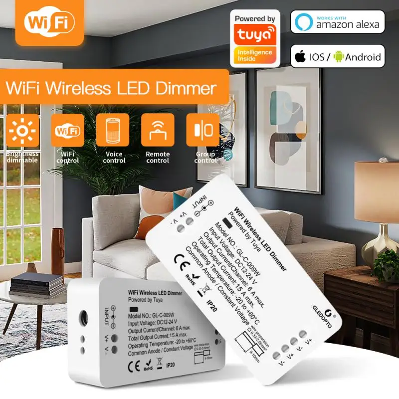 

App Control Wifi Rgb Dimmable Tuya Works With Amazon Google Home Scene Display Led Dimmer Controller Brightness Adjustable