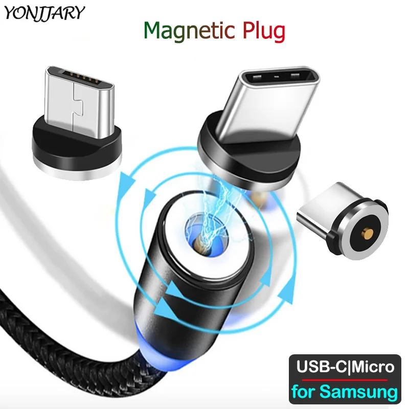 Round Magnetic Adapter Cable for Samsung Galaxy S22 S21 S20 S10 S9 S8 Plus Ultra Note 10 20 Micro USB Type C Charger Connector