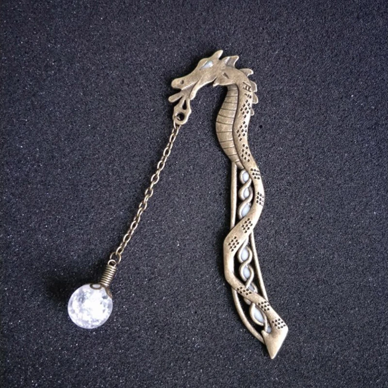 Luminous Dragon Shape Bookmarks Retro Metal Glow In The Dark Book Marker Stationery Gift