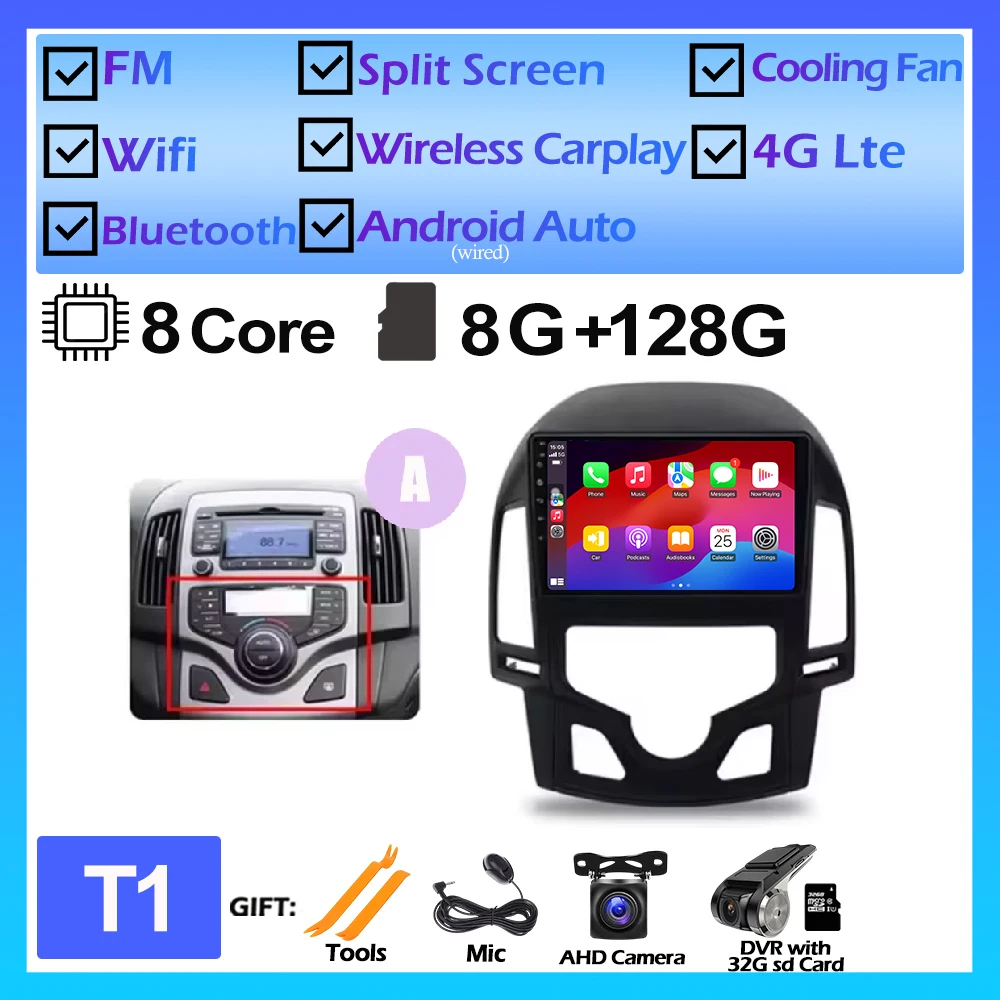 

Android 15 Auto для Hyundai I30 2006 2007 2008 2009 2010 2011 Мультимедийный плеер WIFI Автомобильный радиоприемник Carplay BT Инструменты DVD Bluetooth