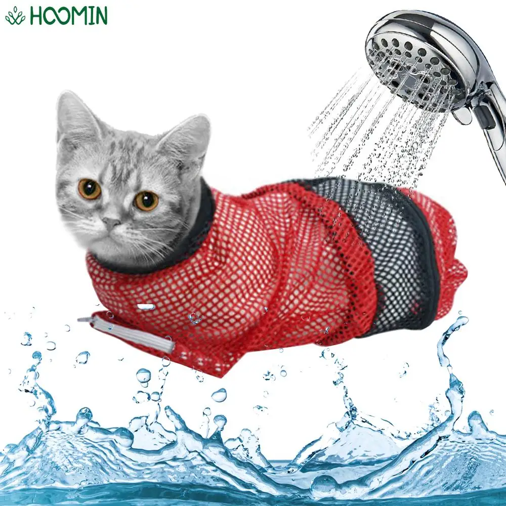 

Cat Washing Shower Mesh Bags Nail Trimming Cat Supplies No Scratching Bite Restraint Mesh Cat Grooming Bath Bag