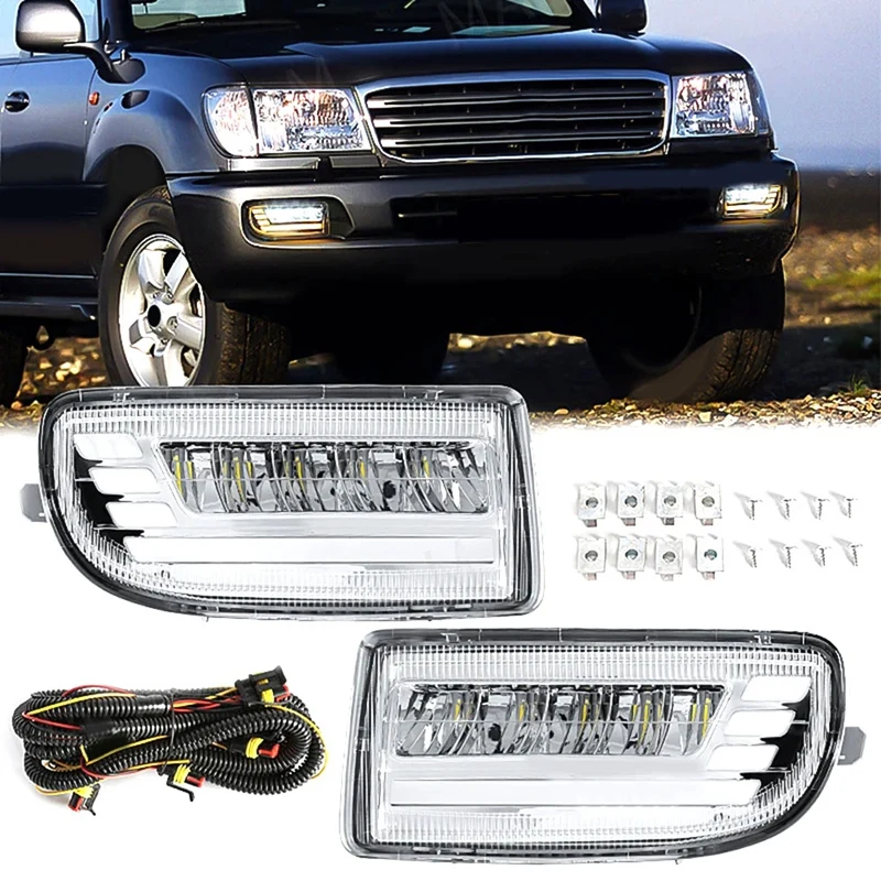 Фонари противотуманные для Toyota Land Cruiser 100 LC100 UZJ100 FZJ10 1998-2008 DRL аксессуары дневных