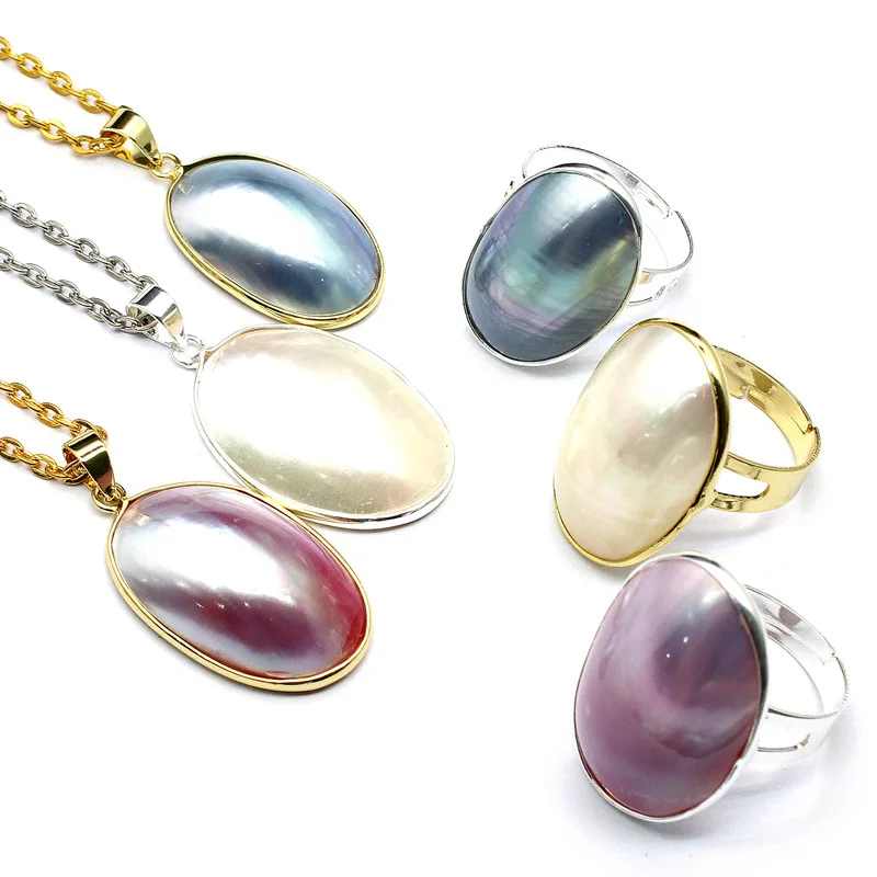 Овальный кулон в виде ракушки Mabe для женщин ожерелье сделай сам натуральный