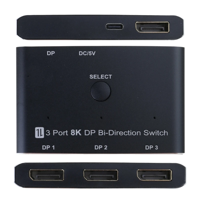 Коммутационная коробка DisplayPort 1.4 8K30hz с высоким разрешением видео- Splitter 3 в 1