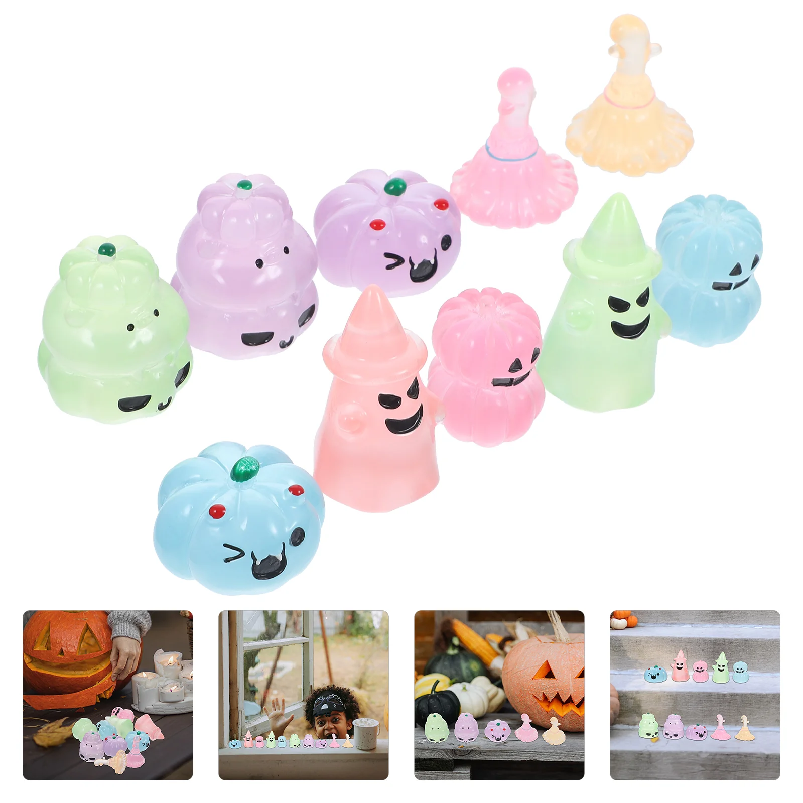 

Glow The Dark Halloween Miniatures Ornaments Crafts Resin Micro Landscape Decor Hats Party Prop Scene Layout