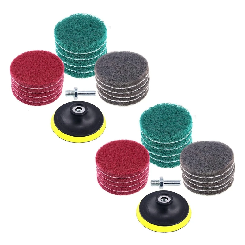 

32Pcs 4 Inch Drill Power Brush Tile Scrubber Scouring Pad Cleaning Kit With 4 Inch Disc Pad Holder 3 Different Stiffness