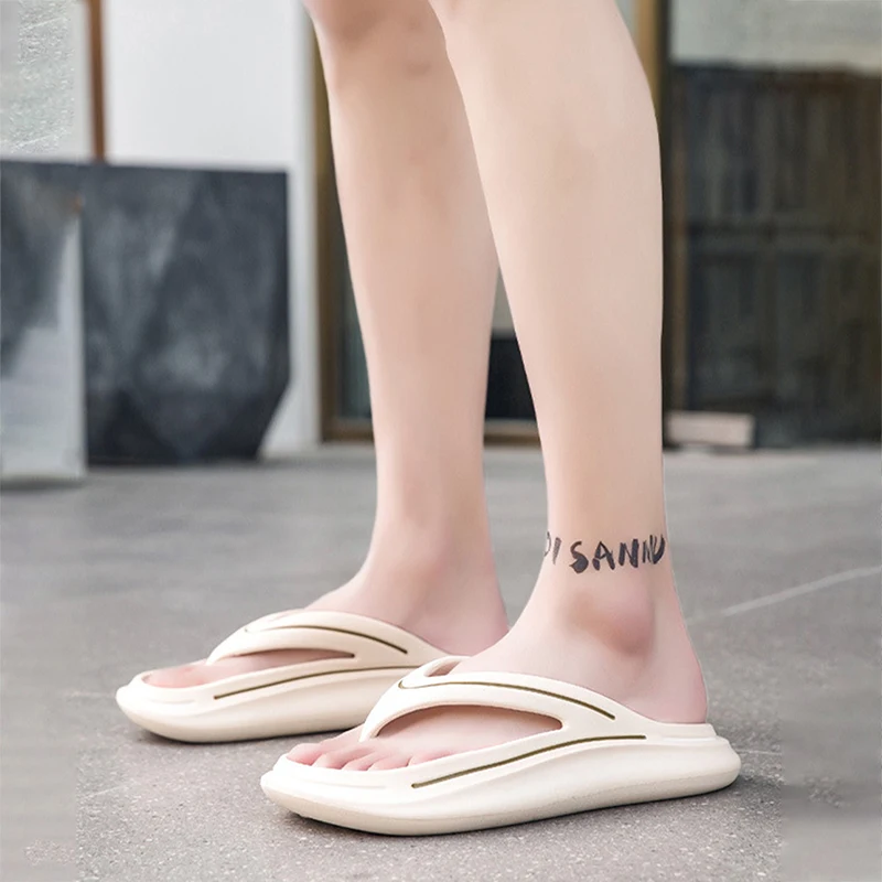 Thick Soled Women'S Beach Holiday Beach Foot Sports Anti-Skid Slippers Eva Solid Color Simple Design Summer Flip Flops