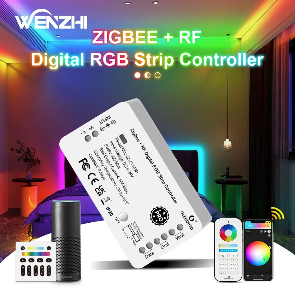 Фото DIY Smart Zigbee RF RGB контроллер диммер беспроводной пульт дистанционного управления постоянного тока 5/12/24 В для WS2811 WS2812 светодиодная лента Alexa Magic Dynamic Home №1