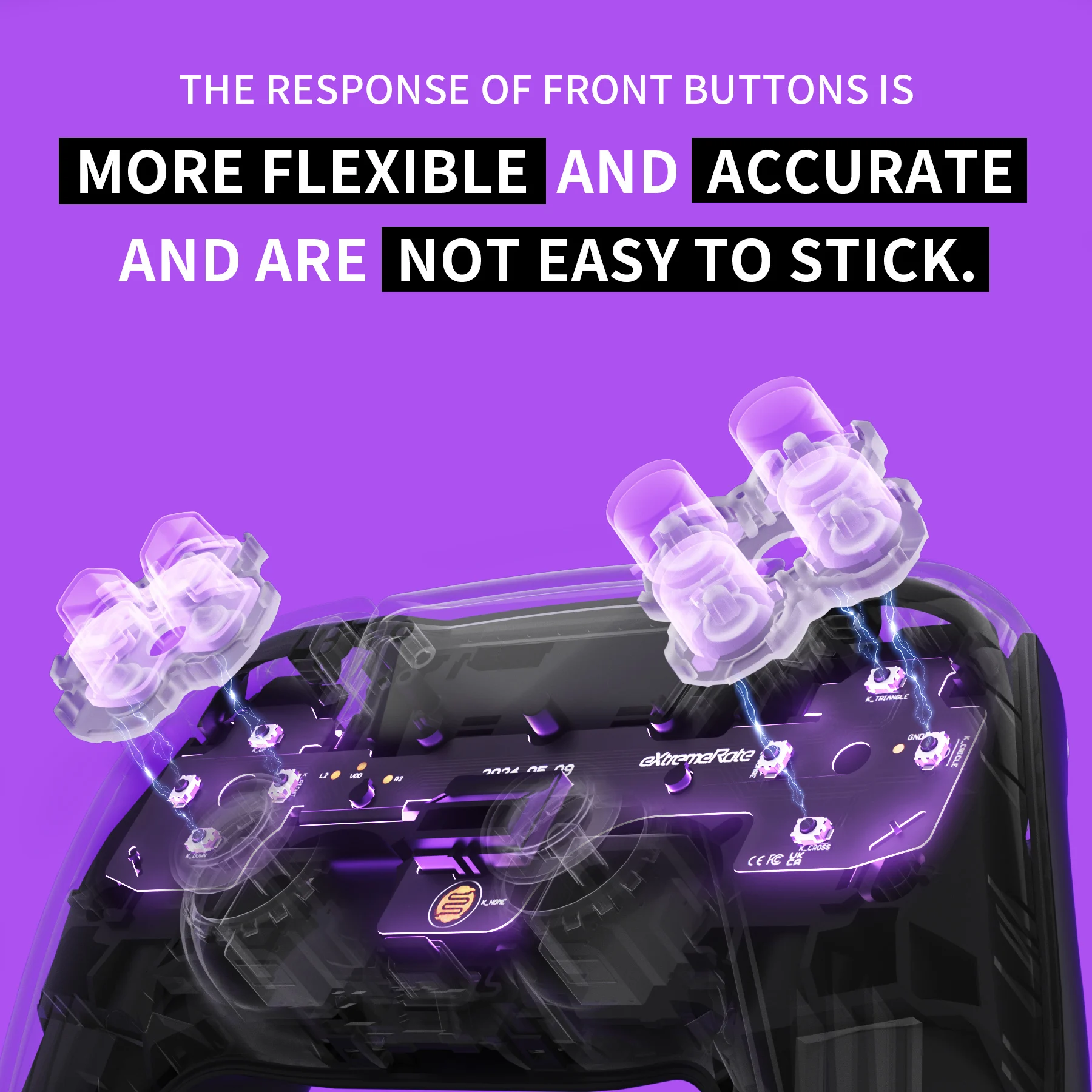 Фото Комплект eXtremeRate Face Clicky для контроллера PS5 BDM-030 BDM-040, жесткий силиконовый тактильный переключатель Dpad, кнопки действия, комплект щелчков мыши №4