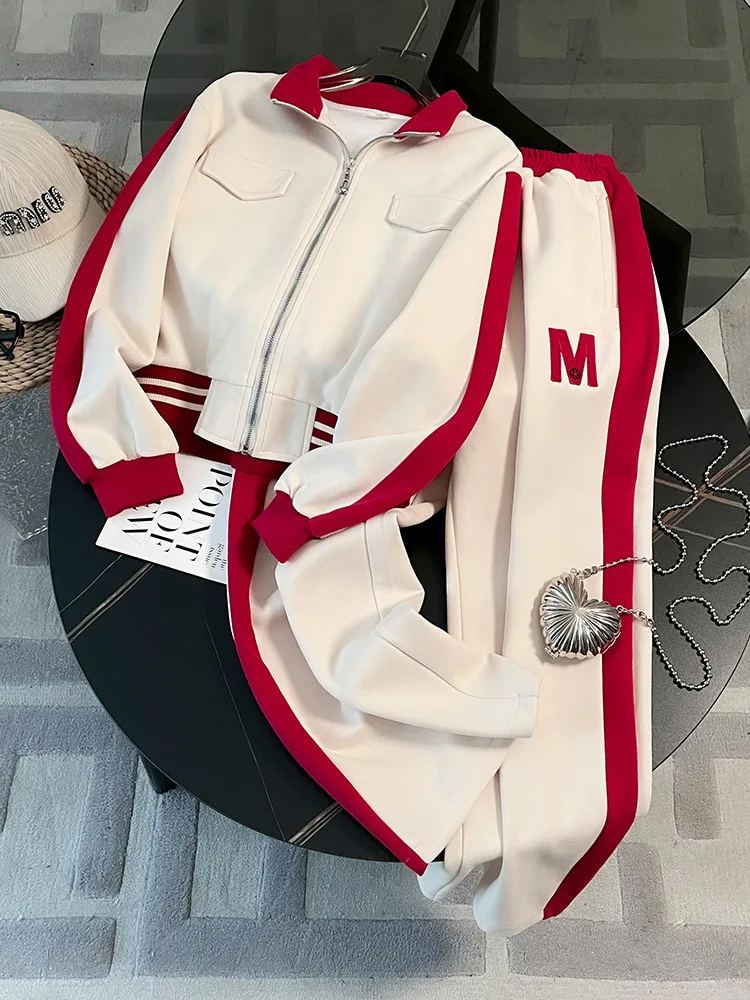 Зимний модный пиджак с надписью и штаны комплект из двух предметов для женщин