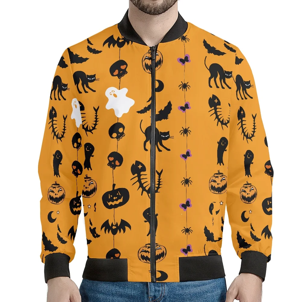 

Мужская куртка на молнии с принтом черепа на Хэллоуин