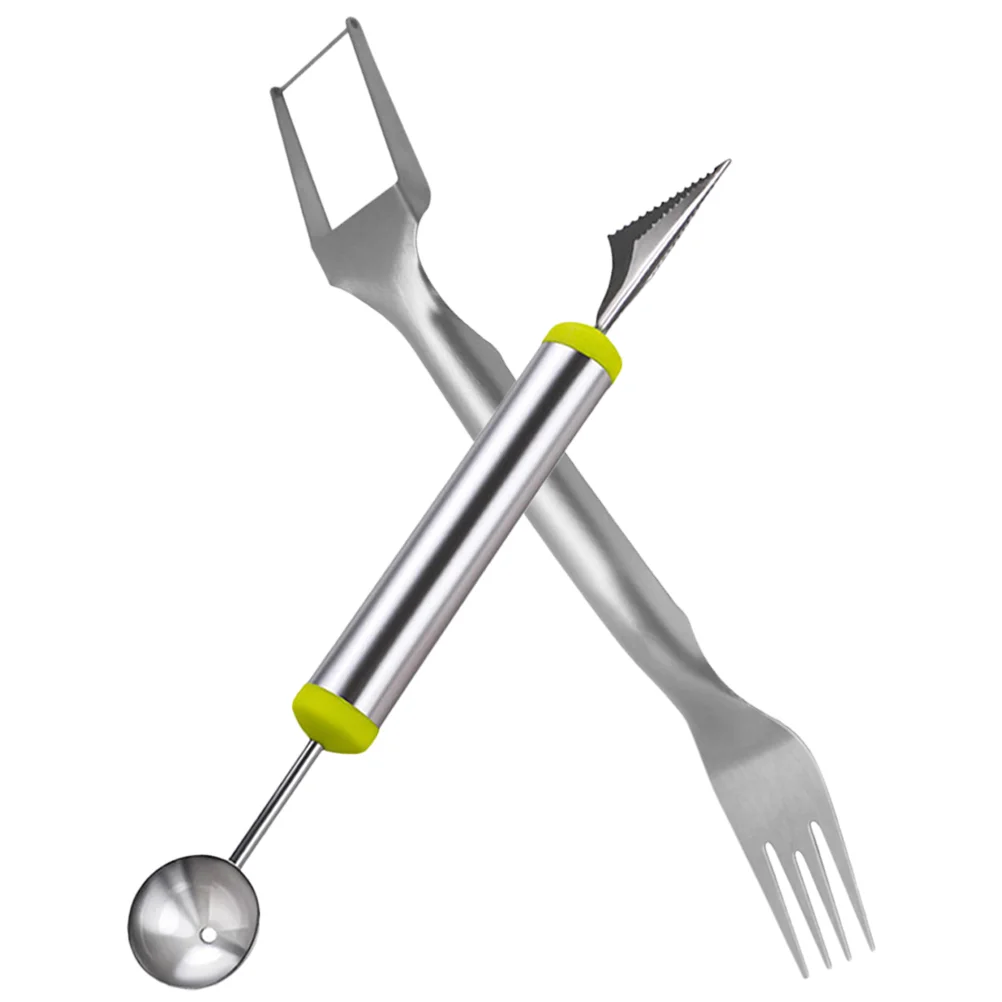 

1 Set Of Tool Fork Slicer Forks Stainless Steel Kitchen Camping Watermelon Scoop Watermelon Slicer Fruit Fork
