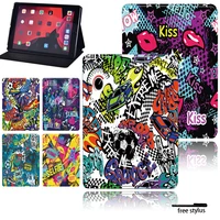tablet ipad cases for apple ipad 8 2020 10 2 shockproof funda folio leather stand shell cover with graffiti art free stylus