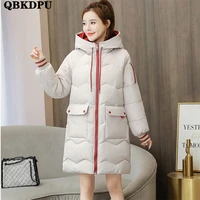 oversized 4xl hooded mid length cotton padded coat women loose parka warm thick bread overcoat snowwear outwear korean sobretudo