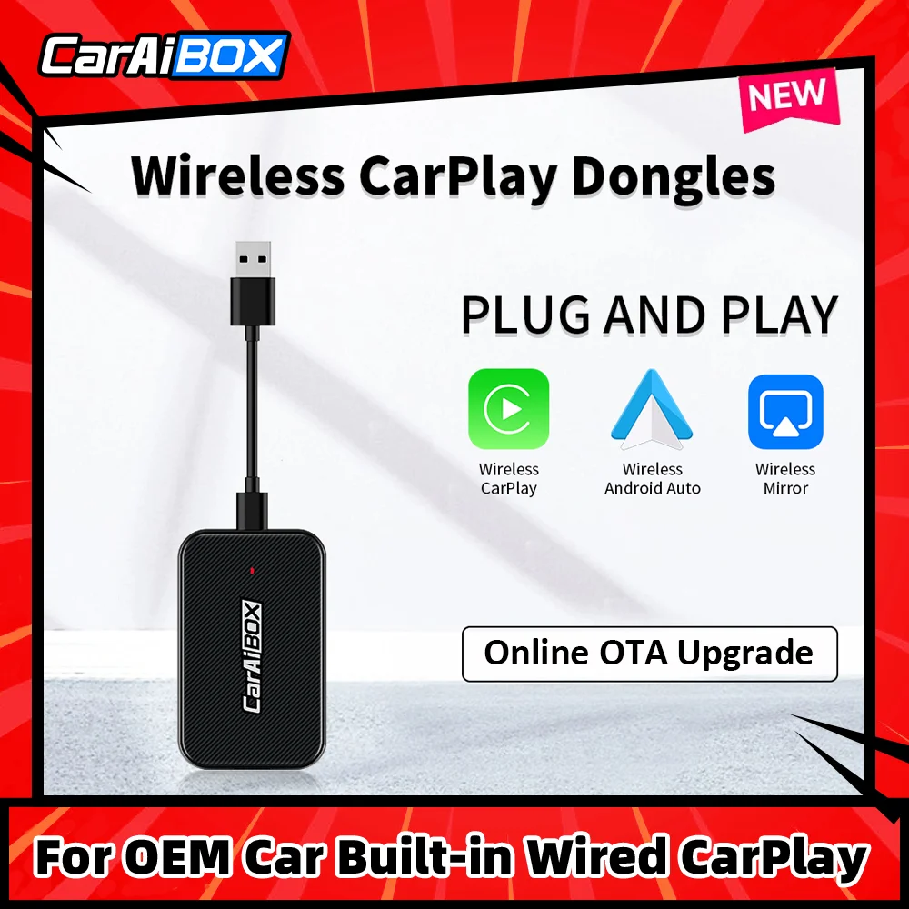 

CarAiBOX Newest Wireless CarPlay Dongle Mirrorlink Wireless Android Auto Ai Box Car Multimedia Player Bluetooth Auto Connect