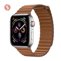 shengone leather loop band for apple watch 7 6 se 5 4 45 44 42mm leather magnetic strap wristband bracelet 3 2 1 41 40 38mm