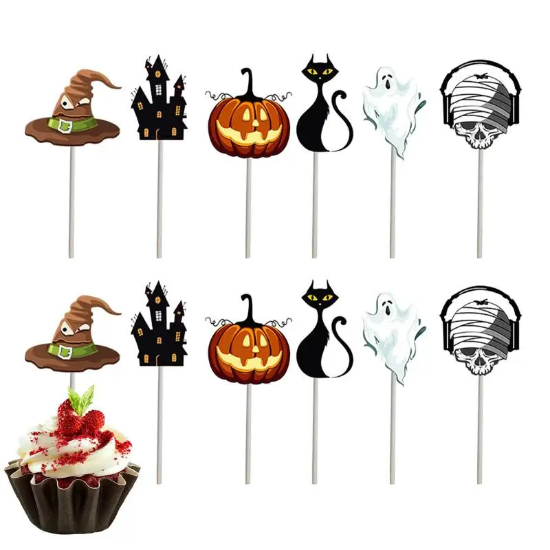 

Halloween Cake Decorations Birthday Cake Toppers Cake Decor Cupcake Toppers Cupcake Picks Pumpkin Cat Ghost Paper Cake Topper